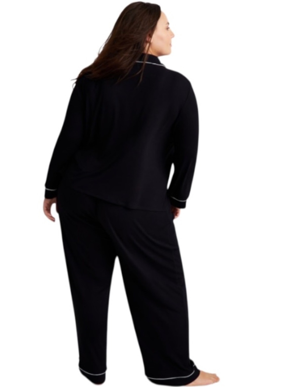 State of Day Women's 2-Pc. Ribbed Notched-Collar Pajama Set 2X Deep Black - NWT - Picture 3 of 3